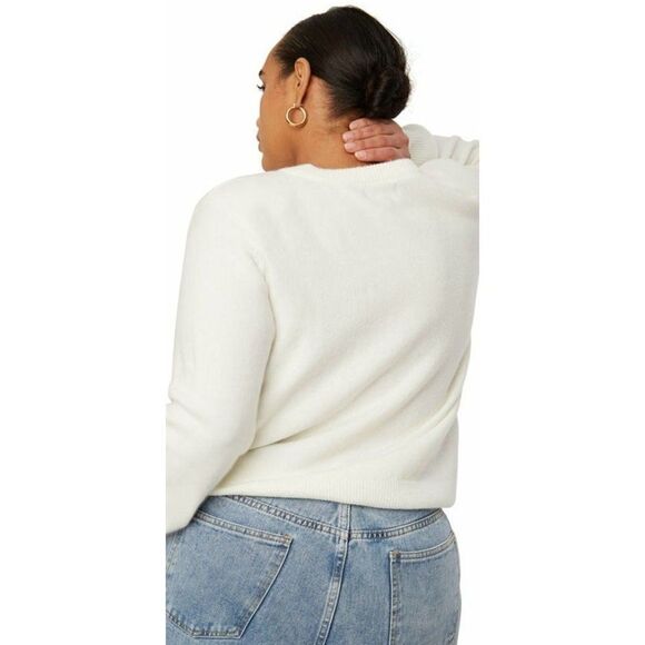 Danielle Bernstein Sweater Top White Stretchy Cozy Crewneck 2X NEW - Picture 8 of 8